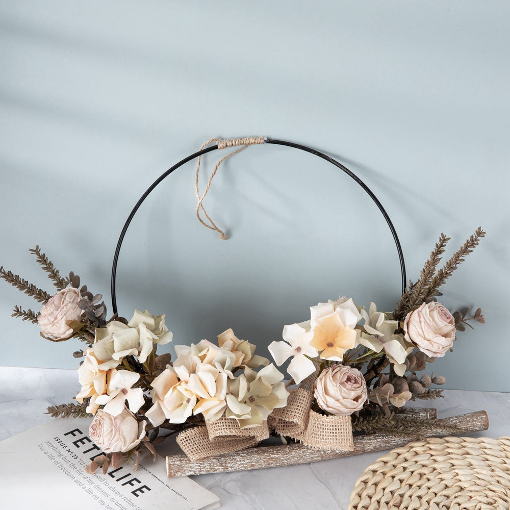 Elegant Rose-Inspired Half-Circle Faux Flower Bouquet for Home Décor – Perfect for Weddings, Interior Accents, and Wall Decorations (Model CF01234A)