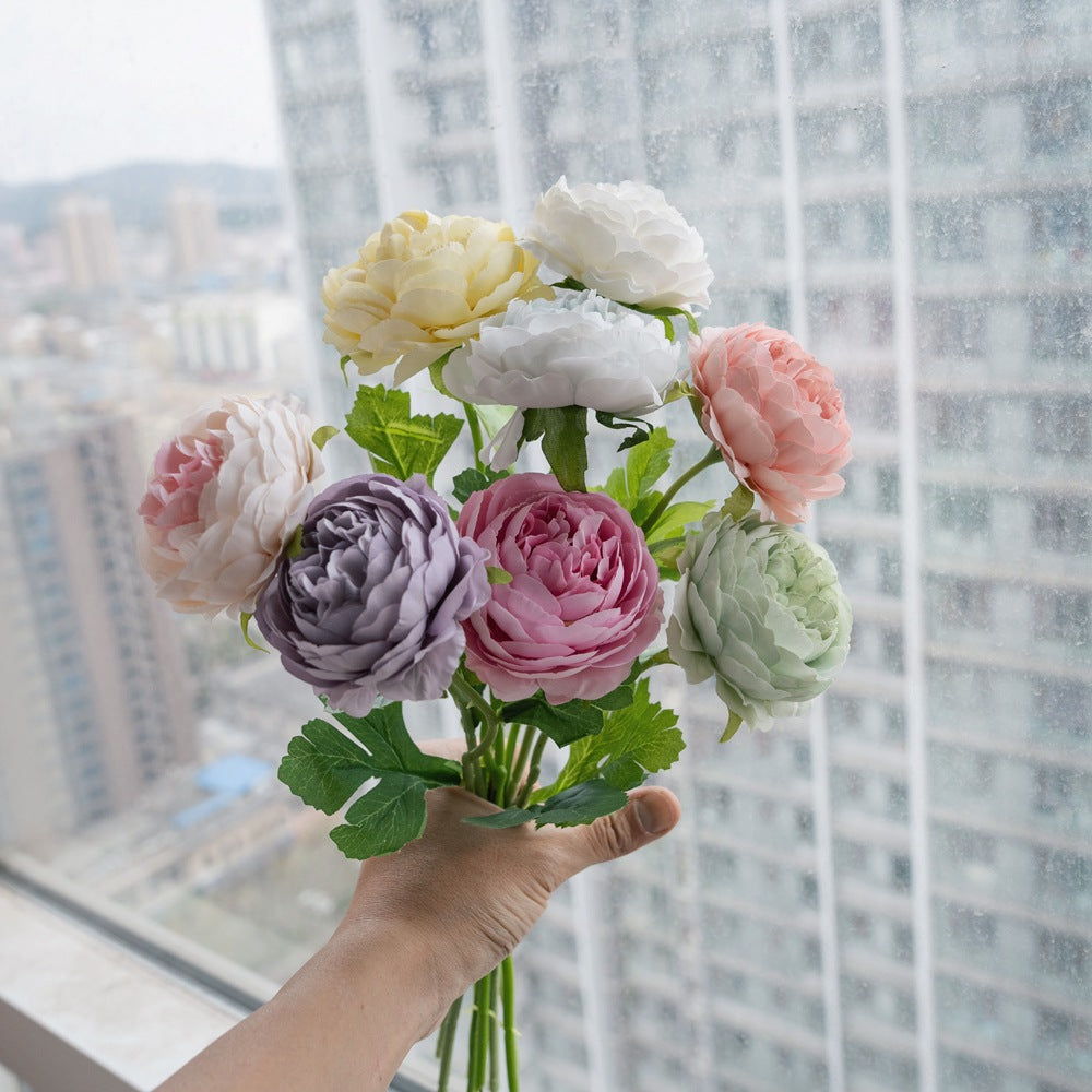 Charming Macaron Rose INS Faux Flower Bouquet for Home Décor - Perfect for Weddings, Handheld Bouquets, Aisle Markers, and Floral Walls - Stylish and Elegant Artificial Flowers MW66775