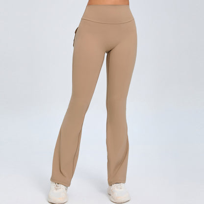 High Waisted Button Detailed Peach Yoga Flare Pants for Women Comfortable Quick Dry Leggings Ideal for Fitness and Workouts