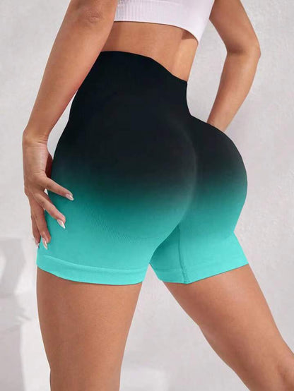 Seamless Hollow Out Gradient Yoga Shorts for Women High Waist Peach Lift Design for Fitness and Outdoor Activities in 3 Inch Length