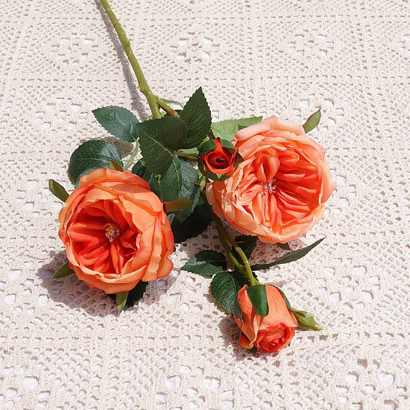 Lifelike Austin Roses - Stunning Single Stem with Multi-Bloom Heads for Home Décor, Weddings, and Model Room Displays - Perfect Artificial Flowers for Timeless Elegance