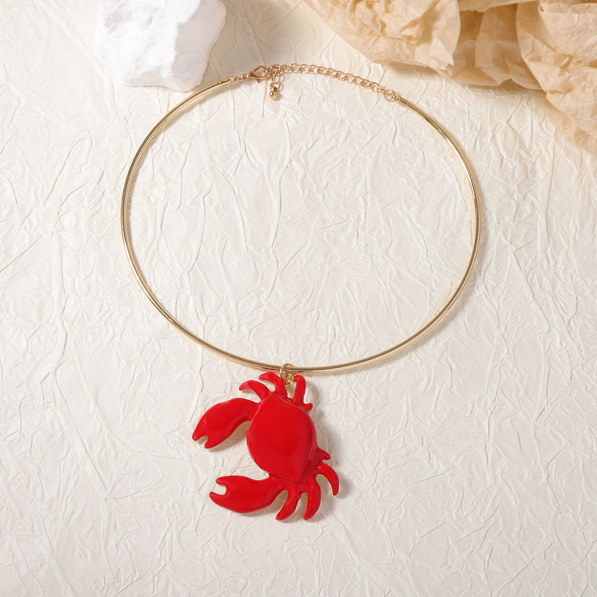 Unique and Creative Ocean-Inspired Red Crab Pendant Necklace - Minimalist Casual Jewelry for Women