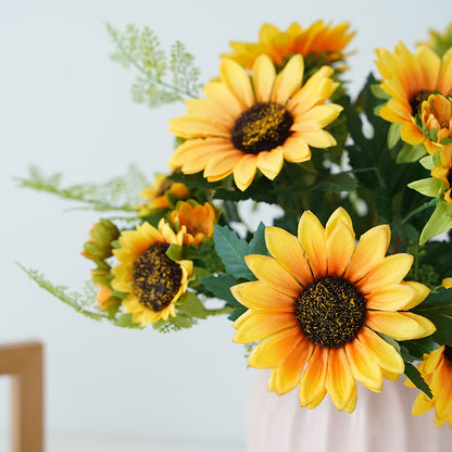 Charming Rustic Style Artificial Sunflower Bouquet - Perfect for Home Decor, Hotel Accents, and Wedding Decoration