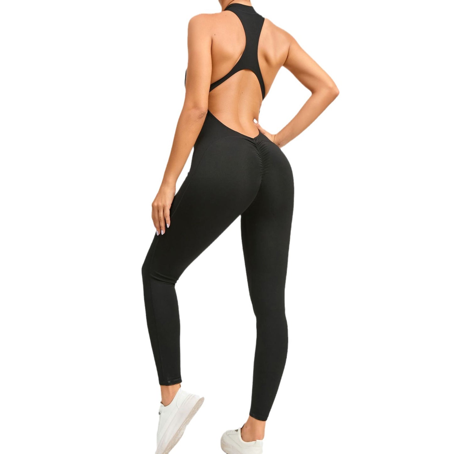 Zipper Yoga Jumpsuit for Women Body Shaping Compression Bodysuit with Tummy Control and Butt Lifting Features for Enhanced Athletic Performance