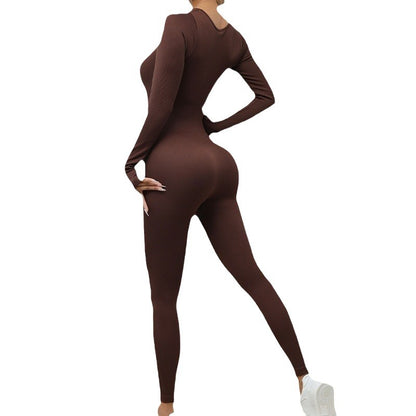 Seamless Yoga Jumpsuit for Women Quick Dry Figure Flattering and for Fall Winter Lemon Peach Lift Design