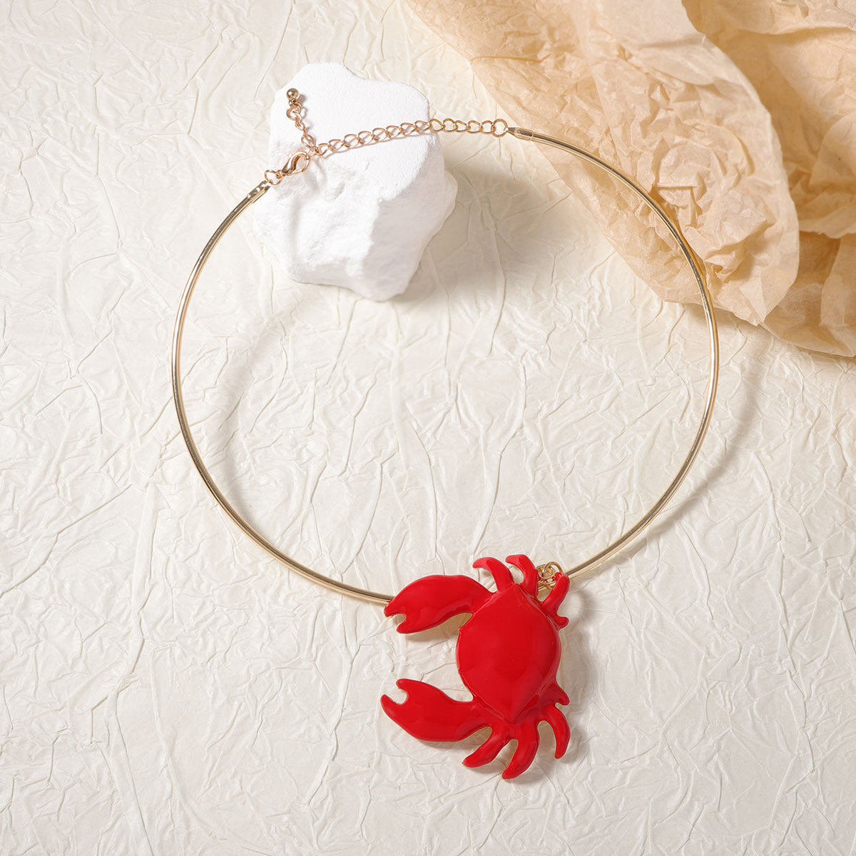 Unique and Creative Ocean-Inspired Red Crab Pendant Necklace - Minimalist Casual Jewelry for Women