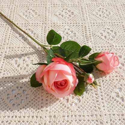 Realistic Single-Stem Candy Rose - Perfect Home Decor Accent for Living Rooms, Wedding Celebrations, Hotels, and Photography Props