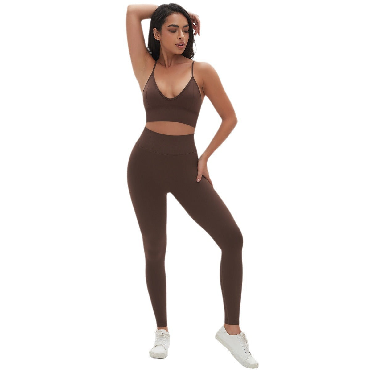 Seamless Low V Neck Cami Yoga Set with High Waisted Peach Butt Lifting Leggings Comfort Style for Your Workout