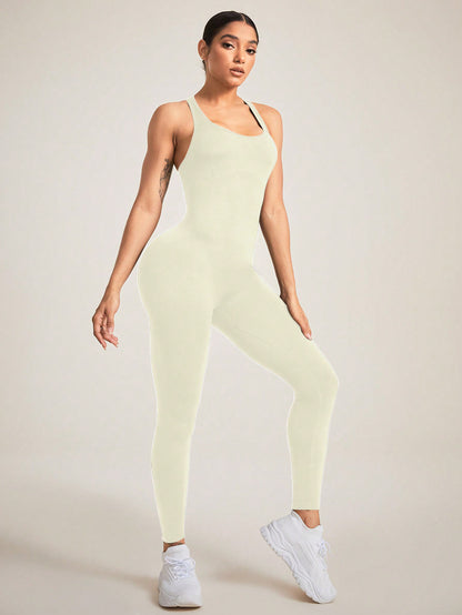 Seamless Women s Bodysuit Stretchy Comfortable Yoga Jumpsuit with Supportive Straps for Fitness Performance