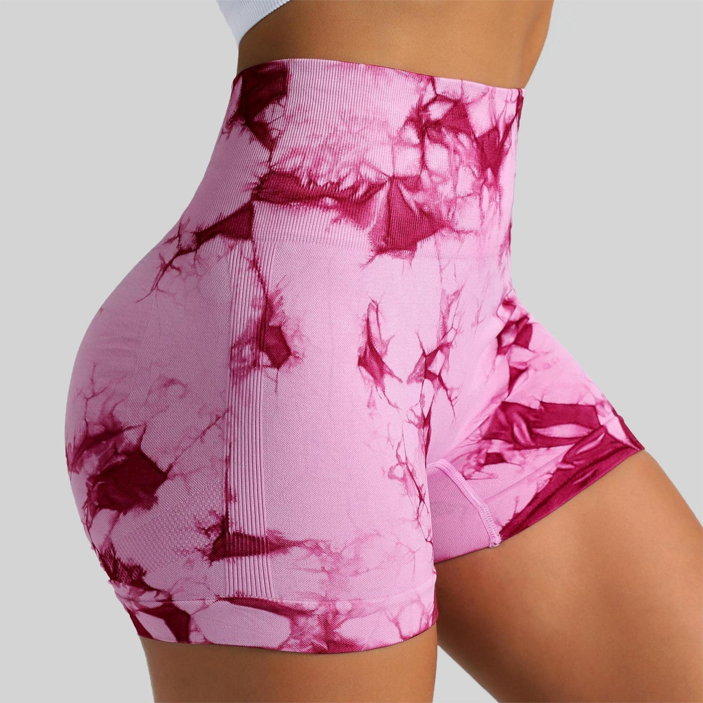 Seamless Tie Dye High Waisted Fitness Shorts for Women Enhancing Tummy Control Peach Yoga Workout Shorts