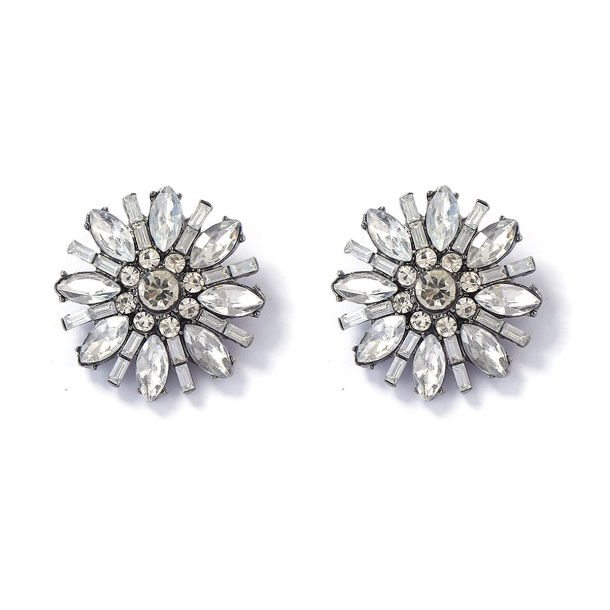 Elegant Luxe  Sparkling Flower Sunflower Stud Earrings - Versatile Multi-Color Daily Wear Jewelry for Parties and Special Occasions