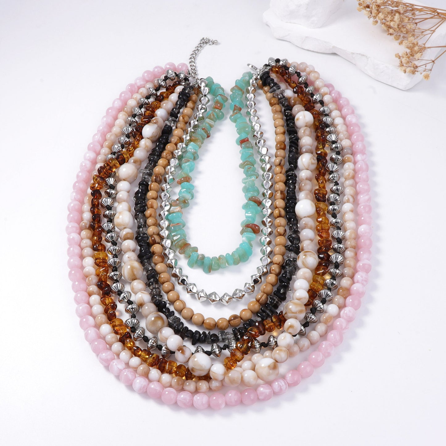 Chic Bohemian Layered Colorful Beaded Necklace – Versatile, Luxurious, and Trendy for Any Casual Occasion