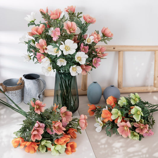 Realistic Persian Daisy and Rose Silk Flowers for Home Décor - Stunning Wedding Bouquet, Aisle Markers, and Floral Wall Accents – Perfect for Events and Celebrations - Model DY10-104