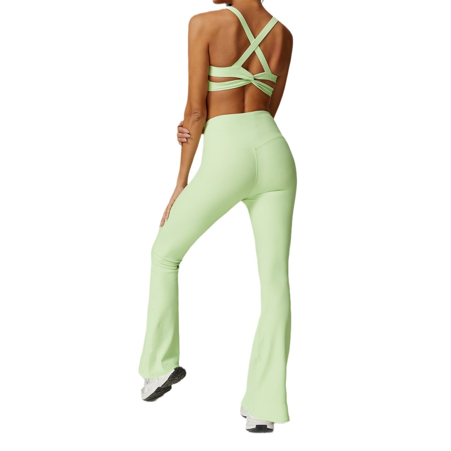 Seamless Support Cross Back Bra and High Waisted Comfort Wide Leg Pants Effortless Style and Comfort for Every Occasion