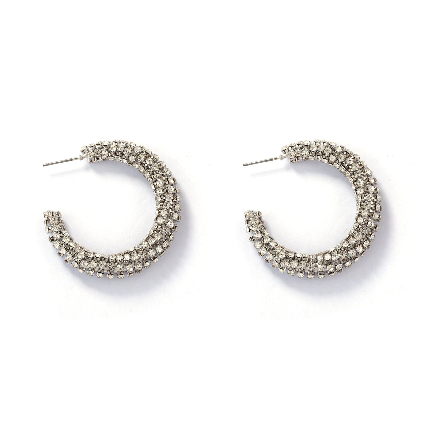 Elegant and Luxurious Geometric-Cut Curve Design C-Shape Earrings with Sparkling Rhinestones - Versatile, Dazzling Ear Accessories for Any Occasion