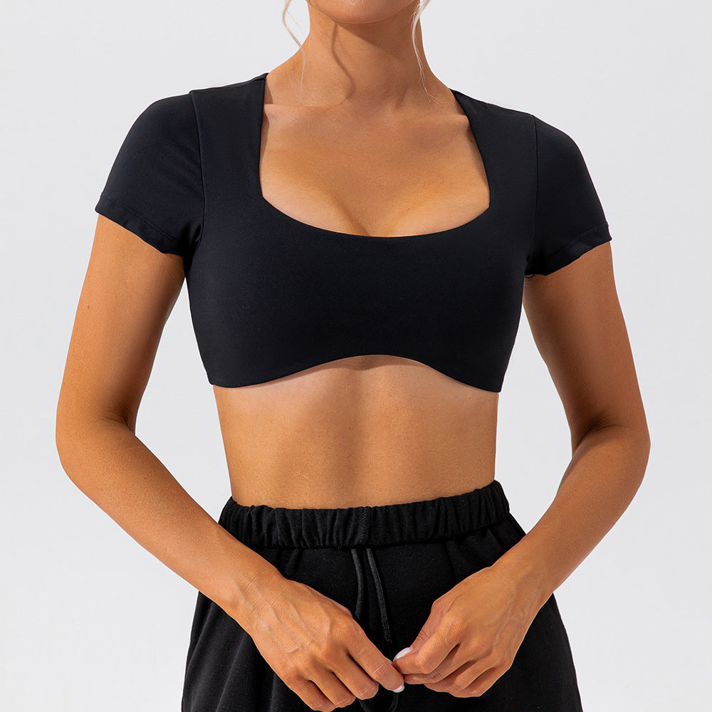 Summer Sports Bra with Square Neckline and Slim Back Straps Professional Pilates Yoga Fitness Top for Comfort and Style