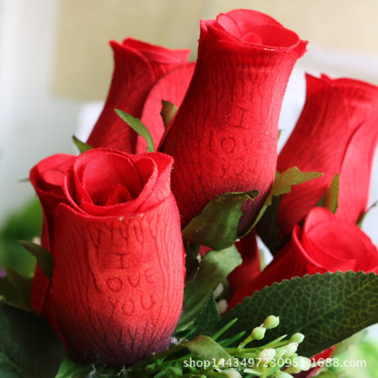 I LOVE YOU Valentine's Day Floral Design - 7 Stunning Realistic Rose Home Decor Flowers Perfect for Romantic Gifts and Celebrations