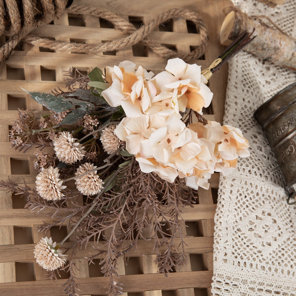 Beautiful Simulated Hydrangea and Dandelion Bouquet - Perfect for Weddings, Wall Decor, and Home Decoration - CF01006