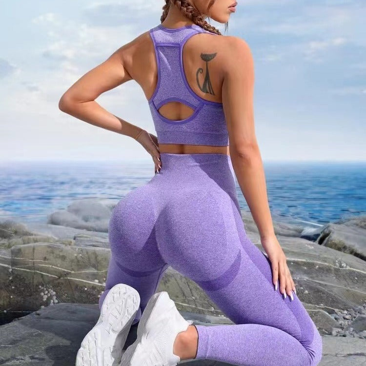 Seamless High Waisted Butt Lifting Leggings and Backless Tank Top Yoga Set for Women for Workouts and Daily Wear