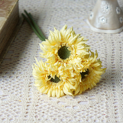 Realistic African Daisy Faux Flowers - Set of 3 Mini Textured Bouquets for Home Decor, Weddings, and Photography