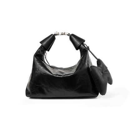 Chic Cloud Shaped Genuine Cowhide Handbag with Textured Pleats Quality Women's Leather Tote