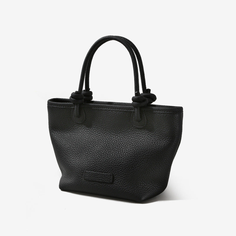 Genuine Leather Market Tote with Chic Knotted Design Versatile Handbag and Crossbody Bag for Everyday Elegance