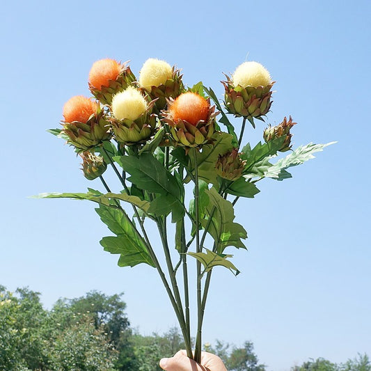 Realistic Greenery Single Stem Thistle Flower - Perfect for Home Décor, Model Homes, Wedding Photography, and Soft Furnishings Decoration