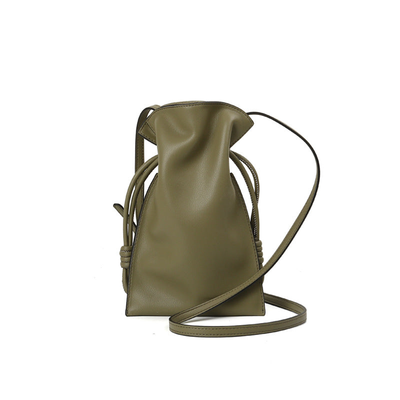 Women's Drawstring Bucket Bag Versatile Leather Shoulder and Crossbody Purse Chic Minimalist Design for Fashion Forward Women