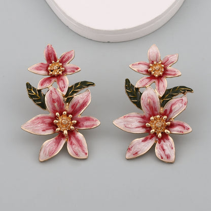 Stunning  Creative Flower Drop Oil Alloy Earrings - Versatile Floral Design for Every Occasion