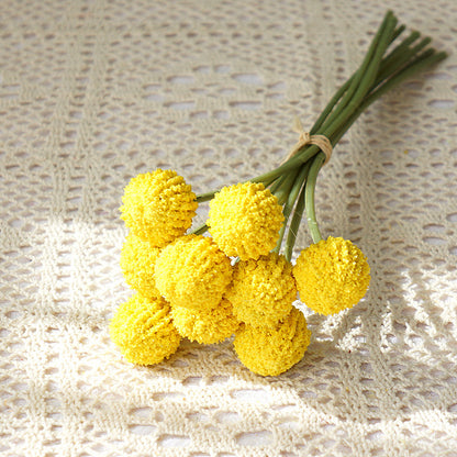 Lifelike Golden Ball Faux Flowers - 9-Stem Claire Design for Home Decor, Weddings & Soft Furnishings