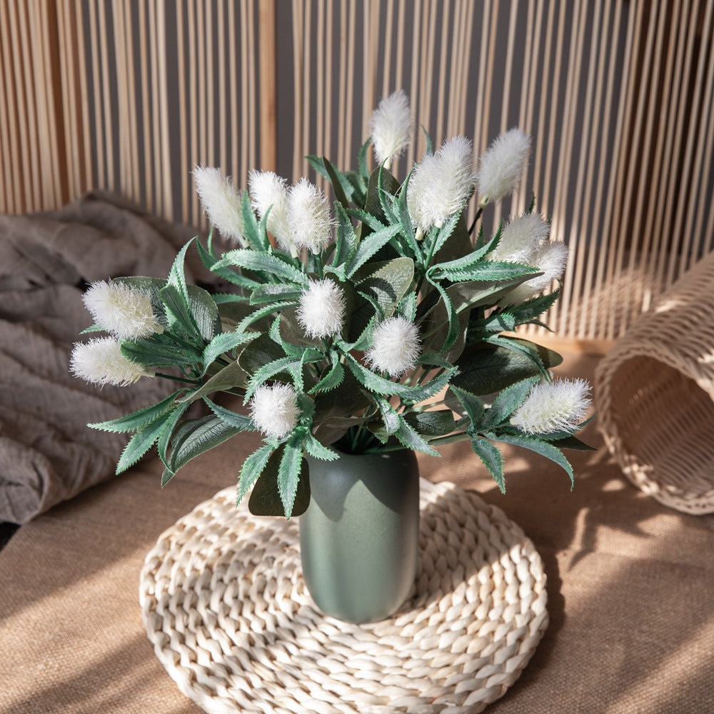 Charming Miniature Bunny Tail Greenery - Realistic Artificial Floral Decor for Weddings, Events, and Home - Trendy INS Style, Model MW73787