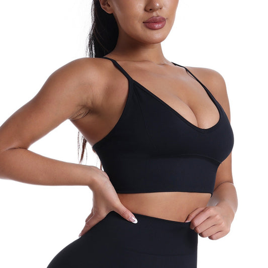 Seamless Thin Strap Sports Bra for Women with Removable Padding Shaping Underwear in Solid Colors for Yoga and Everyday Comfort