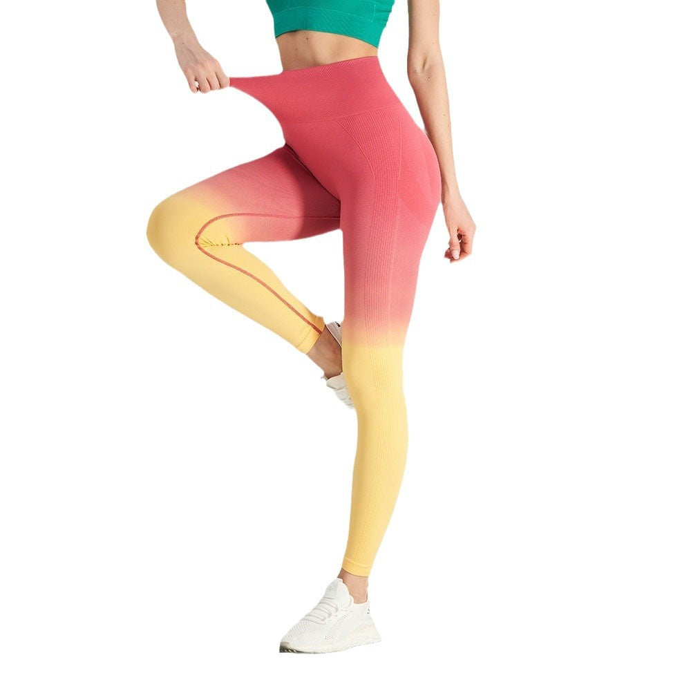 Seamless Gradient Peach Yoga Pants for Women High Waisted Outdoor Tight Fit Leggings for Comfort and Style in Your Workout