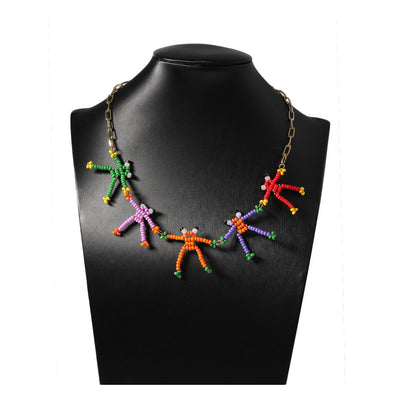 Chic Korean-Inspired Handmade Unique Frog and Bee Animal Pendant Chain Necklace - Creative Design for Nature Lovers