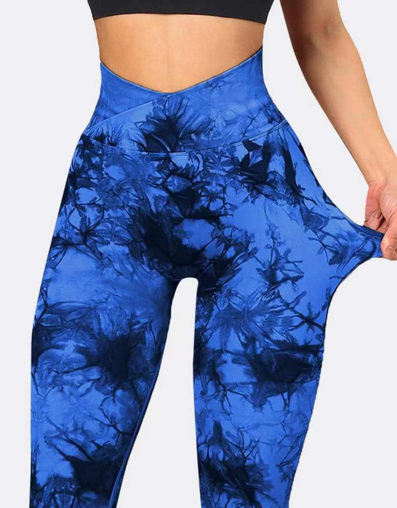 Seamless Tie Dye Knitted V Waist Cross Over Yoga Leggings for Tummy Control and Peach Lift High Waisted Activewear for ing Your Workout