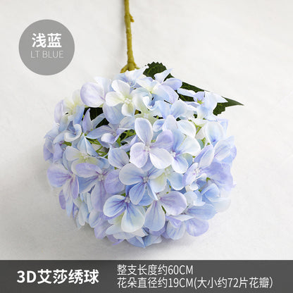 Elegant Single Stem 3D Faux Hydrangea Flower for Home Decor - Perfect for Weddings, Events, and Living Rooms - Luxurious Handcrafted Decoration