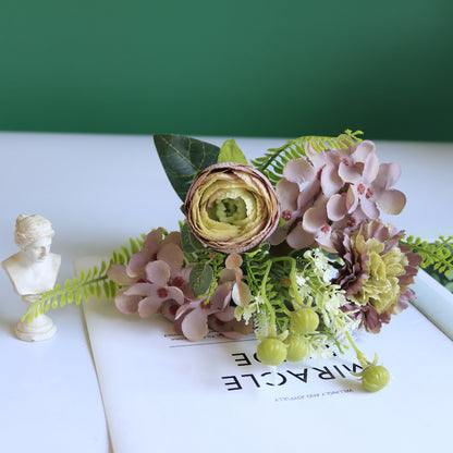 Lifelike Faux Flower Arrangement Set with Peony, Hydrangea, and Dogtail Grass - Perfect Home Decor and Photography Prop