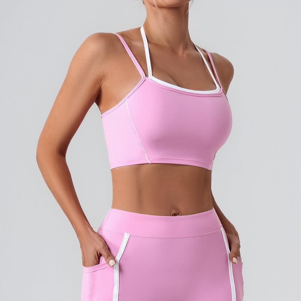 Adjustable Two in One Halter Neck Yoga Top for High Intensity Running and Fitness Workouts and Supportive Athletic Bra