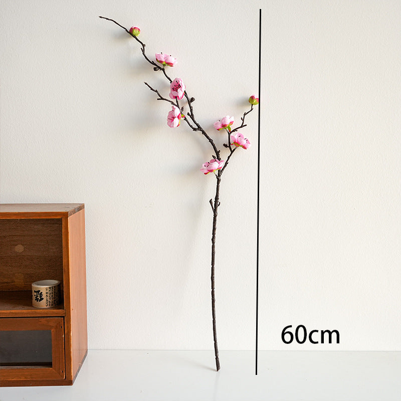 Realistic Plum Blossom Branch Faux Flower Bouquet - Elegant Plastic Home Decor for Living Room Vase Arrangements