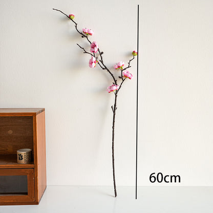 Realistic Plum Blossom Branch Faux Flower Bouquet - Elegant Plastic Home Decor for Living Room Vase Arrangements