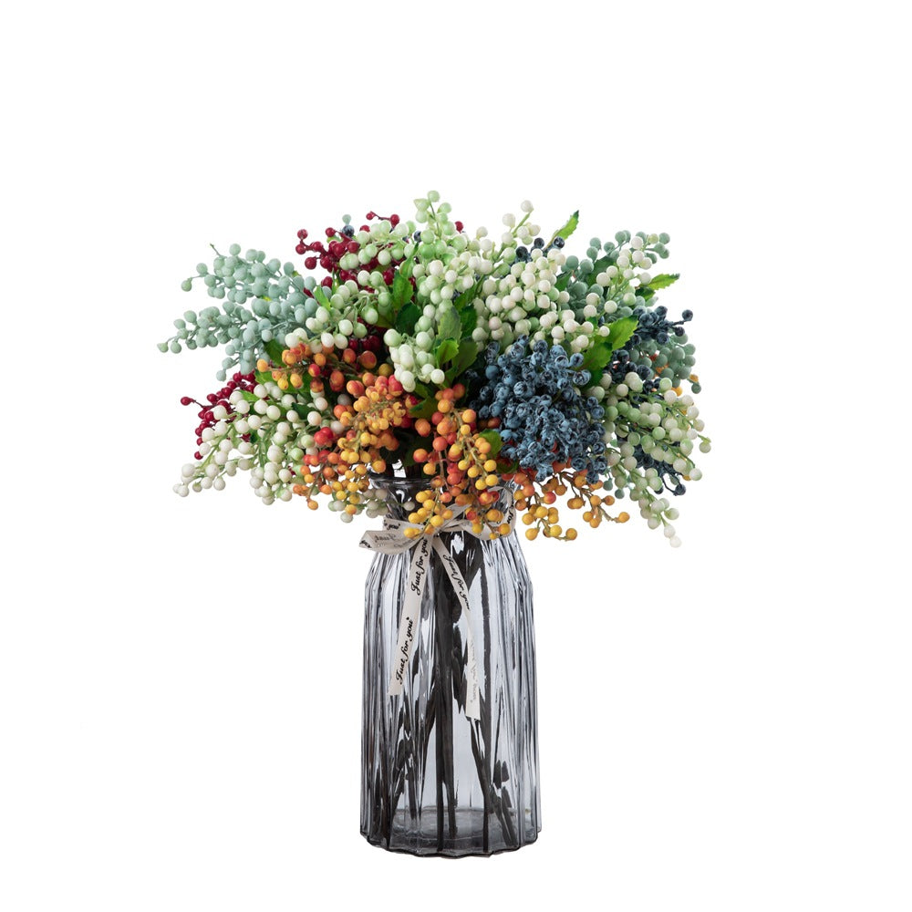 Stunning INS-Style Artificial Floral Decoration: Five-Head Berry String Faux Greenery for Weddings and Home Decor - Model MW74412