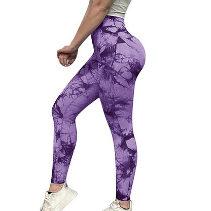 Seamless High Waisted Tie Dye Peach Yoga Leggings for Women Tummy Control Butt Lifting and Breathable Fitness Pants for Running and Active Workouts