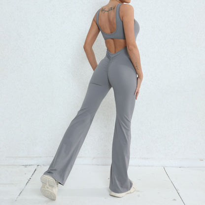 Chic High Waisted Yoga Jumpsuit with Beautiful Cut Out Back Design for Peachy Enhancement and Performance During Workouts