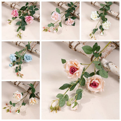 Realistic 3-Head Artificial Rose Bouquet for Wedding and Home Decor - Elegant Faux Floral Arrangement - Perfect for Events, Gift Giving, and Long-lasting Beauty MW19950