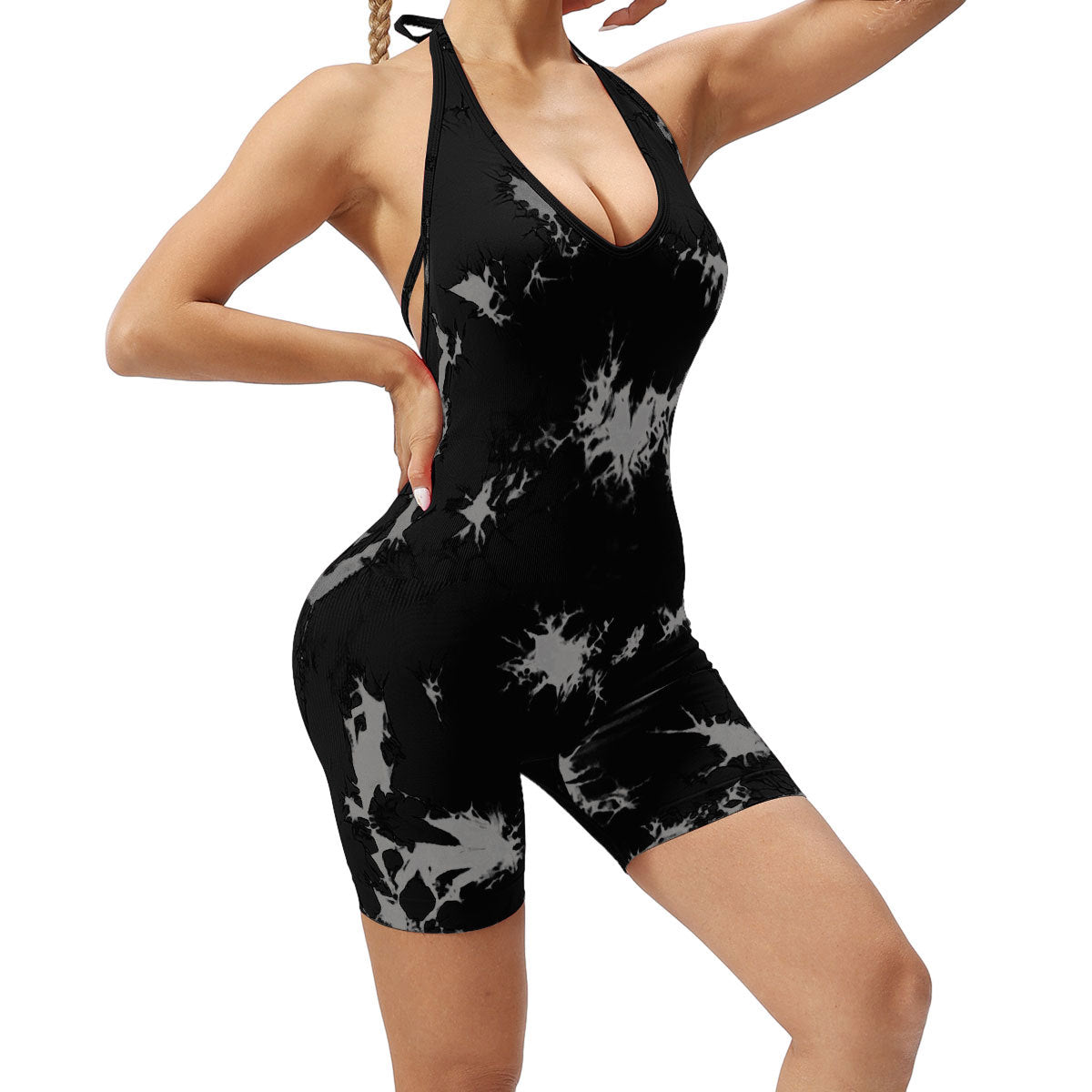 Tie Dye Yoga Jumpsuit with Beautiful Back Design Women's All in One Yoga Outfit for Comfort and Performance