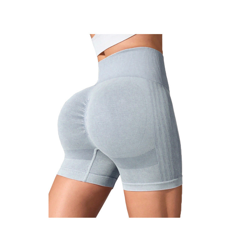 Seamless High Waisted Yoga Shorts Ribbed Peach Butt Enhancing 3 Inch Workout Pants for Compression and Quick Dry Fitness