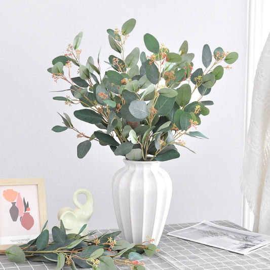 Lifelike Eucalyptus Faux Green Plant with Money Leaf Decor for Scandinavian Home - Ideal for Flower Arrangements and Interior Design