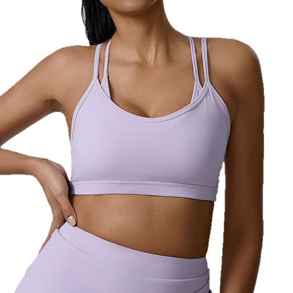 Comfortable and Supportive Women's Sports Bra with Adjustable Straps Ideal for Fitness Yoga and Active Workouts Back Design Shock Absorbent Features