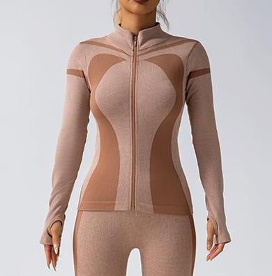 Women's Two Piece Set Casual Zipper Long Sleeve Cardigan with Fitted High Waisted Leggings for Running and Outdoor Sports