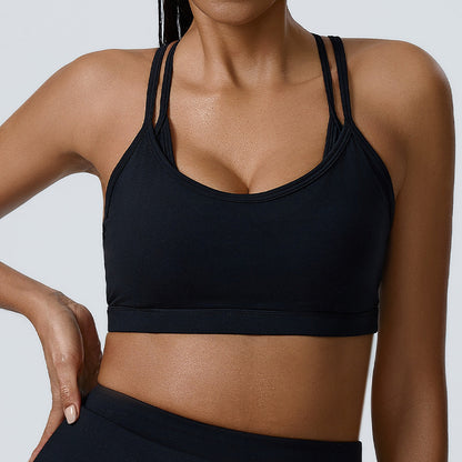 Comfortable and Supportive Women's Sports Bra with Adjustable Straps Ideal for Fitness Yoga and Active Workouts Back Design Shock Absorbent Features